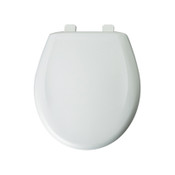Toilet Seat, Round, Closed Front with Cover with Top-Tite Hinge, White, Plastic, Bemis
