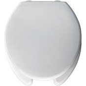 Toilet Seat, Round, Medic-Aid Open Front with Cover, DuraGuard, 2 Inch Lifts, White, Plastic, Bemis