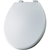 Toilet Seat, Round, Closed Front with Cover, with Easy Clean & Change, White, Plastic, Bemis