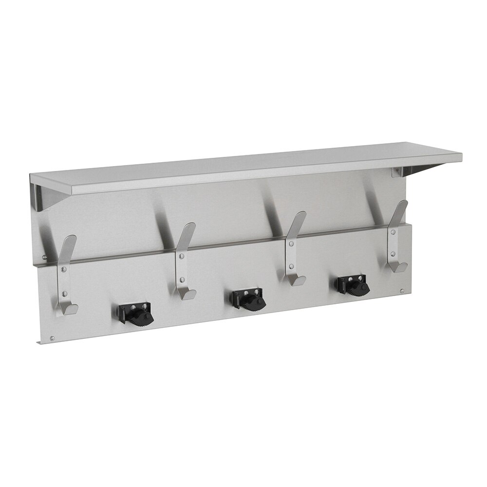 Shelf with Mop and Broom Holders and Hooks, 34 Inch