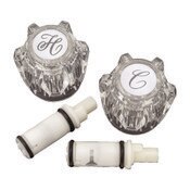 Two Handle Lavatory Kitchen Kit includes Acrylic Handles and Hot and Cold Stems fits Moen