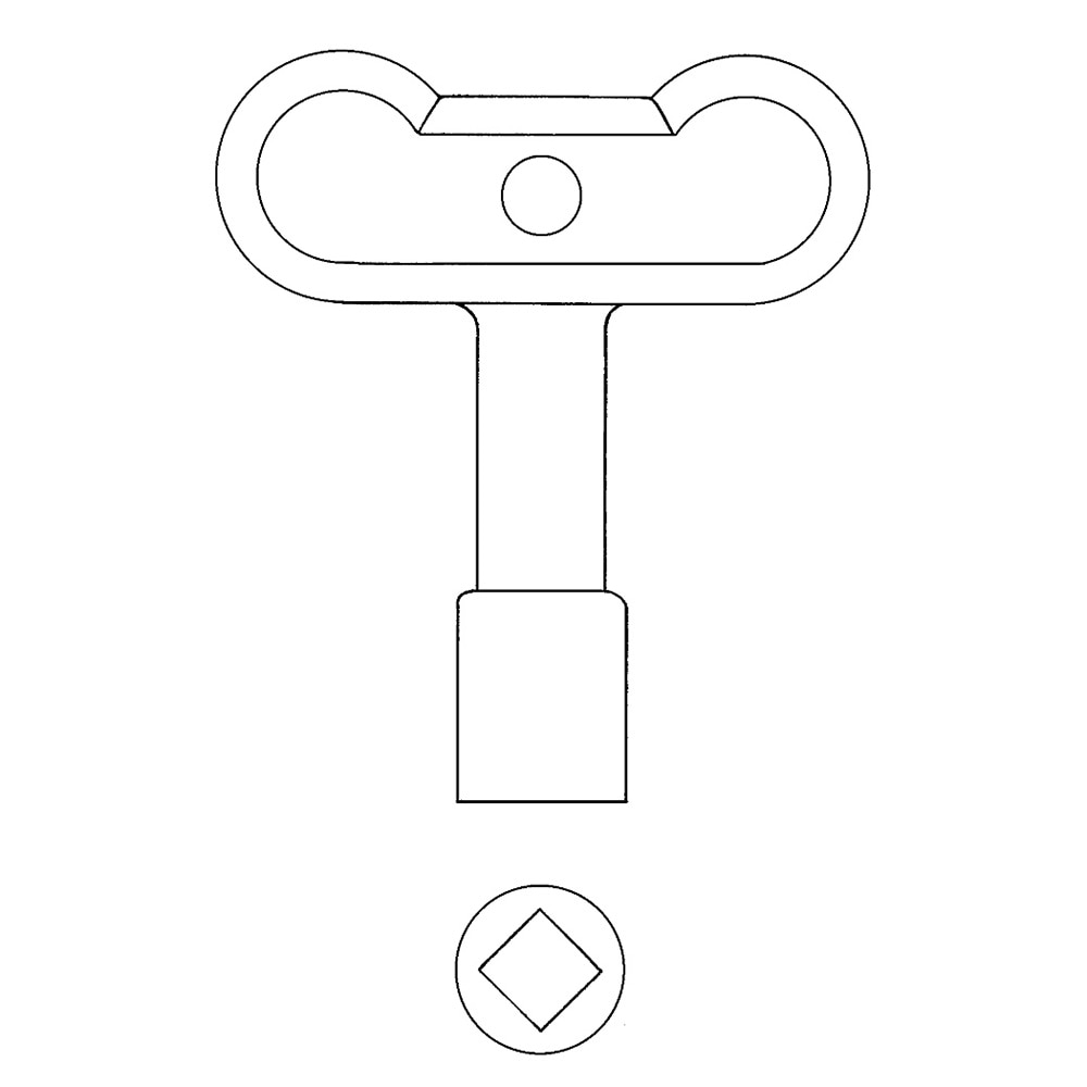 Tee Handle Key, 1/4 Inch, Zamac