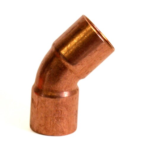 1/2 Inch (5/8 Inch OD) C X C 45 Elbow Wrot Close Rough Coppe