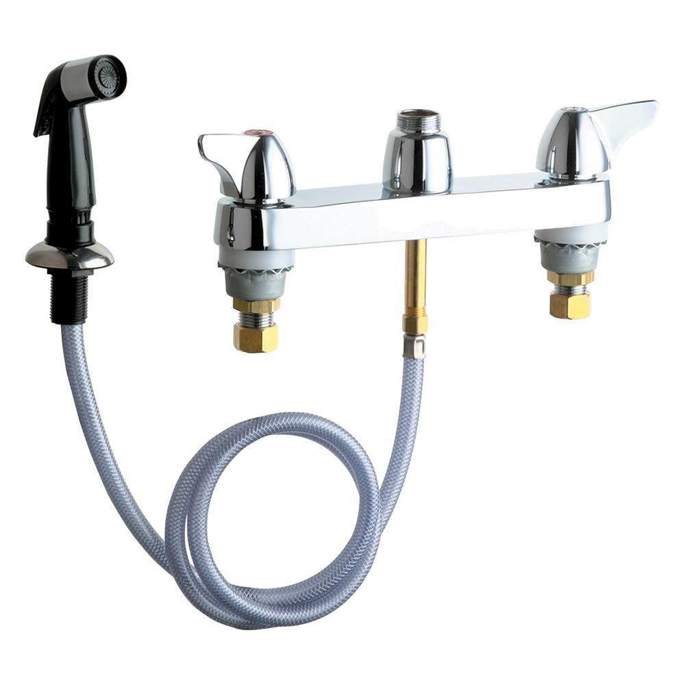 Deck Mount Manual Sink w/ 8 In Centers 2 In Single Wing Hand
