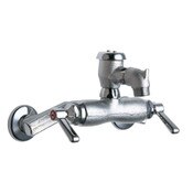 Wall-Mounted Manual Sink Faucet With 3-3/8" Centers, Rough Chrome, 2-5/16" Diameter Slip Flange, 2-