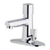 Deck-Mounted Metering Sink Faucet With 4" Deck Plate, Dual Supply For Hot And Cold Water Service, A