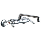Wall Mount Manual Sink Quaturn Cartr. 2.2 GPM Adj. Arms 3 In to 8 3/8 In Centers 6 In S Type Spout