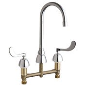 Deck Mount Manual Sink 8 In Centers 5-1/4 In GN Spout 2.2 GPM Quarturn Cartridge