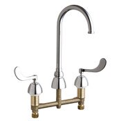Deck-Mounted Manual Sink Faucet With 8" Centers, 4" Wrist Blade Handle (317-Prjkcp), Quaturn Compre