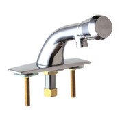 Deck-Mounted Metering Sink Faucet, Single-Supply, Mounts On 4" Centers, Deck Plate Included, 1/2" N