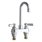 Deck Mount Manual Sink w/ 4 In Centers 1.5 GPM 3 1/2 In GN Spout Quaturn Cartr.