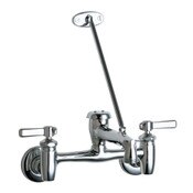 Wall-Mounted Manual Sink Faucet With 8" Centers, 8" Body, Adjustable Arms 7-5/8" - 8-3/8"Centers, P