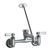 Wall-Mounted Manual Sink Faucet With 8" Centers, 8" Body, Adjustable Arms 7-5/8" - 8-3/8"Centers, 1