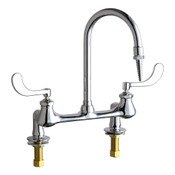 Deck-Mounted Manual Laboratory Faucet With 8" Centers, Laboratory Nozzle With 10 Serrations For Lab