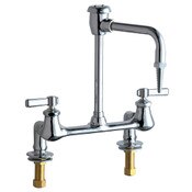 Deck-Mounted Manual Laboratory Faucet With 8" Centers, Angle 2-1/2" Inlet Supply Arm, 8" Fixed Cent