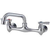 Top Line Faucet, Wall Mount, 8 Inch Centerset, 1/4 Turn Ceramic Valves, Lever Handles, 14" Ss Horiz
