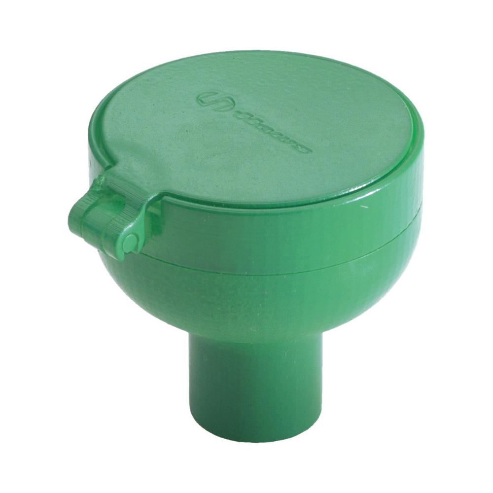 Green Plastic Eye/Face Wash Head with Integral Flip Top Dust Cover