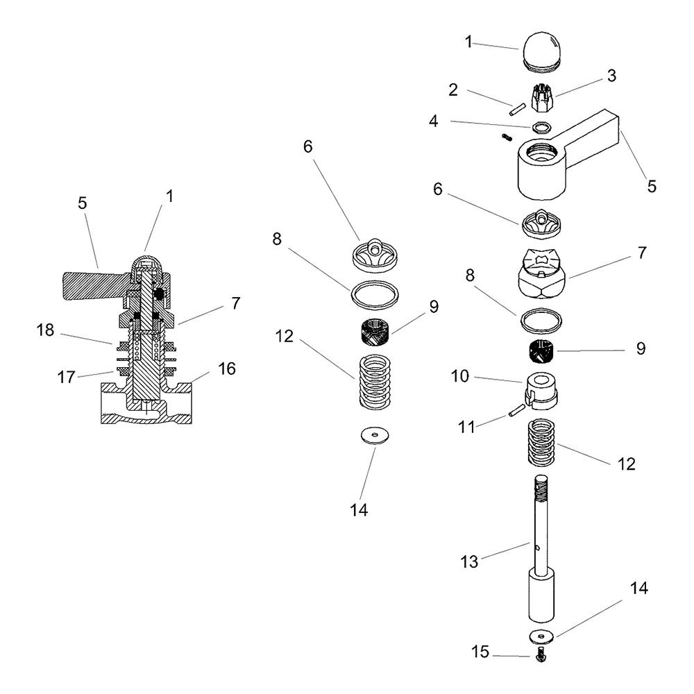 Faucet Valve, Model 5851Lf, Panel Mounted Valve, Self-Closin