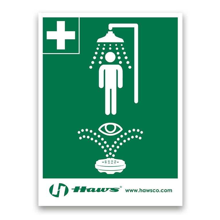 Shower/Eyewash Sign, Model Sp178 Vertical Universal Combinat