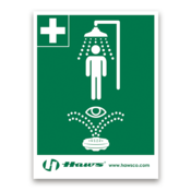 Shower/Eyewash Sign, Model Sp178 Vertical Universal Combination Emergency Shower And Eyewash Sign.