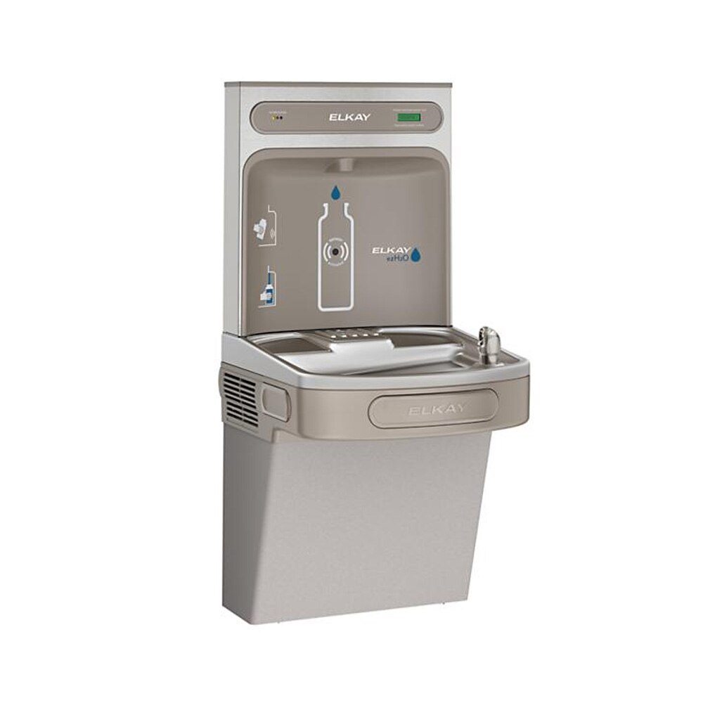 EZH2O Bottle Filling Station with Single ADA Vandal-Resistant Cooler Filtered Non-Refrigerated, Light Gray, Elkay
