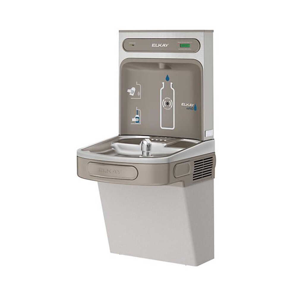 EZH2O Bottle Filling Station with Single ADA Vandal-Resistant Cooler Filtered Non-Refrigerated, Light Gray, Elkay