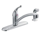 Chateau Single Handle Kitchen Faucet Lever with Side Spray 1/2 Chrome, Moen