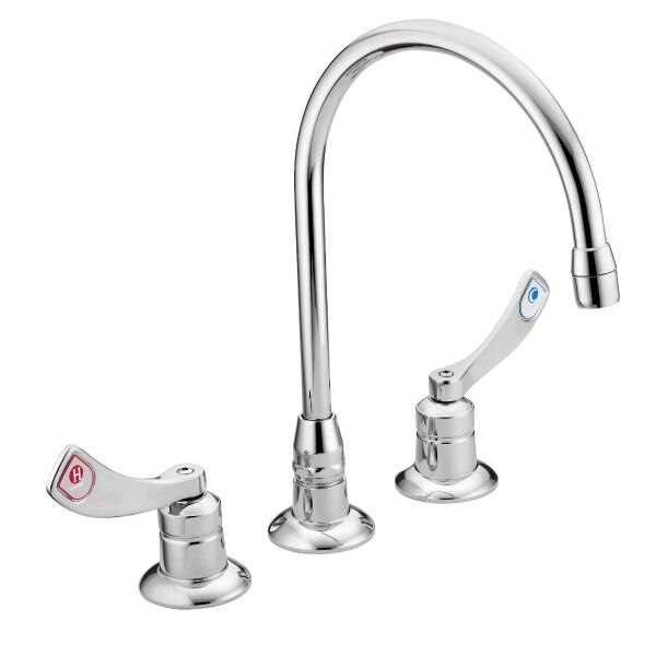 Lav Faucet Two Handle Lever Wrist Blade with Spout Chrome