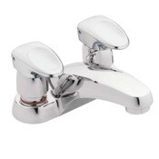 Two Handle Lav Faucet Slo-Close Metering 4 Inch Centerset Less Drain Assembly Chrome, Moen