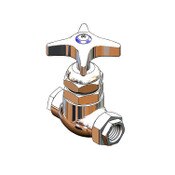 Shut-Off Control Valve, Exposed Body, 3/8" NPT Inlet & Outlet, 4-Arm Handle, Blue Index