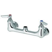 Double Pantry Faucet, Wall Mount, 8" Centers, Cerama Cartridges, Lever Handles, Less Nozzle
