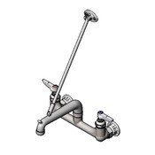 Service Sink Faucet, Wall Mount, 8" Centers, Wall Brace, Plain-End Outlet, Polished Finish