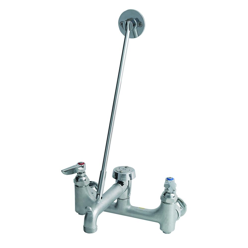 Service Sink Faucet, Wall Mount, 8" Centers, Built-In Stops,