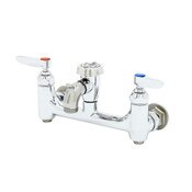 Service Sink Faucet, Wall Mount, 8" Centers, Vacuum Breaker, Built-In Stops, Polished Chrome
