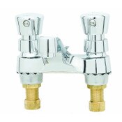 Metering Faucet, Deck Mount, 4" Centers, Aerator, Push Button Handles