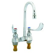 Medical Faucet, Deck Mount, 4" Centers, Swivel/Rigid Gooseneck, Aerator, 4" Wrist Handles