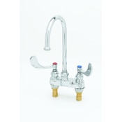 Medical Faucet, Deck Mount, 4" Centers, Swivel Gooseneck, 4" Wrist Action Handles