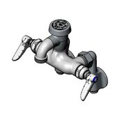 Service Sink Faucet, Wall Mount, Adjustable Centers, Vacuum Breaker, Integral Stop