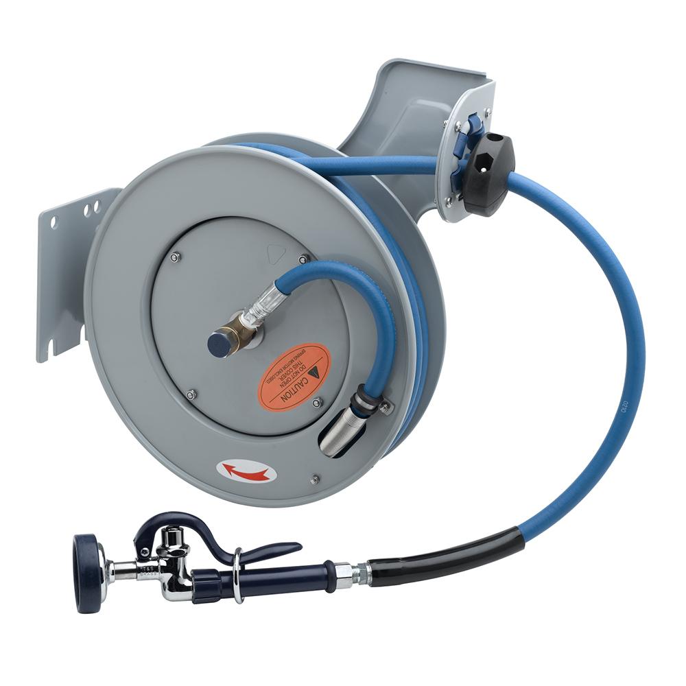 Open Epoxy Coated 3/8" X 35' Steel Hose Reel and Spray Valve