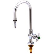 Lab Faucet, Single Temperature Control, Deck Mount, Swivel/Rigid Gooseneck, Serrated Tip