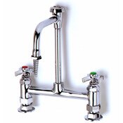 Lab Mixing Faucet, Deck Mount, 8" Centers, Rigid Vacuum Breaker Nozzle, Serrated Tip