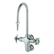 Lab Vertical Mixing Faucet, Wall Mount, Rigid Vacuum Breaker Nozzle, Serrated Tip