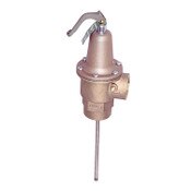 Temperature and Pressure Relief Valve, 1 1/2 Inch, Bronze, Automatic Reseating, 125 PSI, 210 Degree F, Stainless Steel Thermostat, Series 340 , Discharge Line Flood Sensor Connection Included, Watts