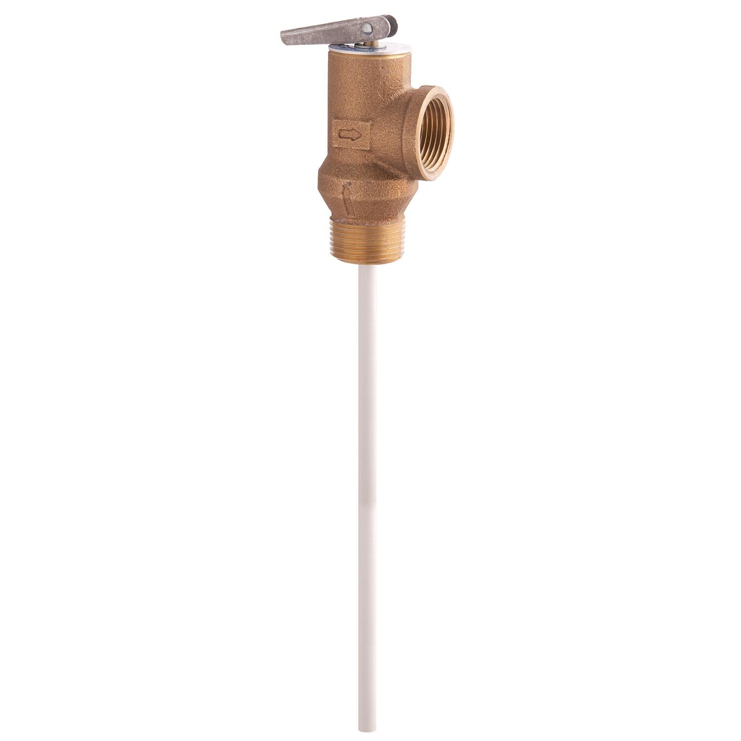 T & P Valve, 3/4, Br, Self Clo, 150 PSI, 210 D F, 8 Ext