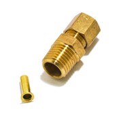 Compression Male Union and Plastic Tubing Brass Insert, 1/4 In