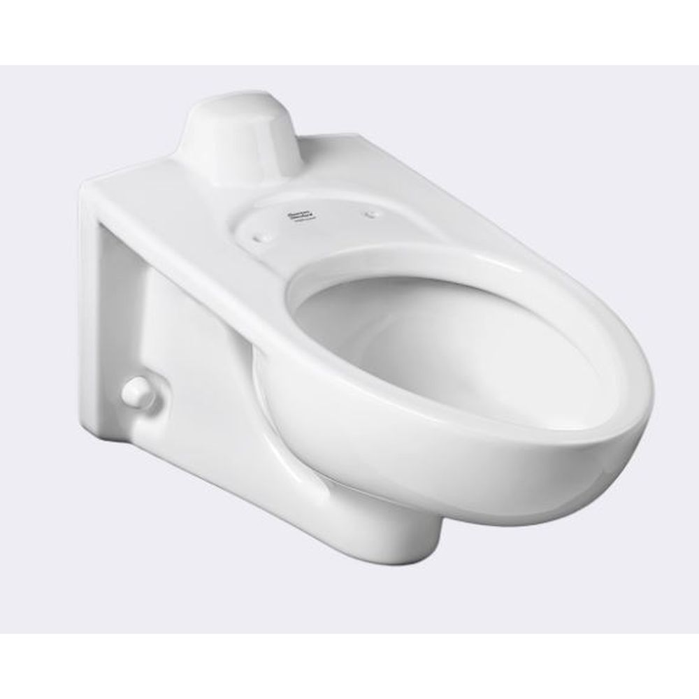 Afwall Millennium Everclean Elongated Back Spud Wall Hung White China Toilet Bowl, 1.1-1.6 GPF, 4 Bolt, American Standard
