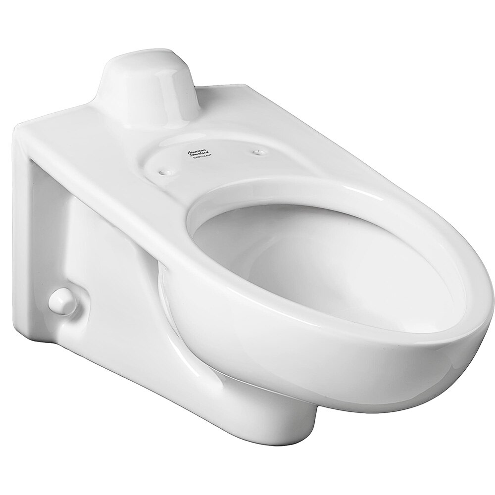 Afwall Millennium Everclean Elongated Back Spud Wall Hung White China Toilet Bowl, 1.1-1.6 GPF, 4 Bolt, American Standard