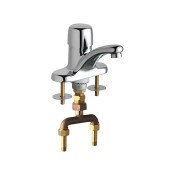 Deck-Mounted Metering Sink Faucet With 4" Centers, Polished Chrome, 4" Fixed Centers, Pressure Comp