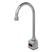Deck Mount Front Sensor Piston Operated Battery Powered Gooseneck Spout Faucet