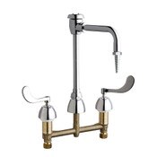 Deck-Mounted Manual Sink Faucet With 8" Centers, Polished Chrome, 8" Fixed Centers, Quaturn Compres
